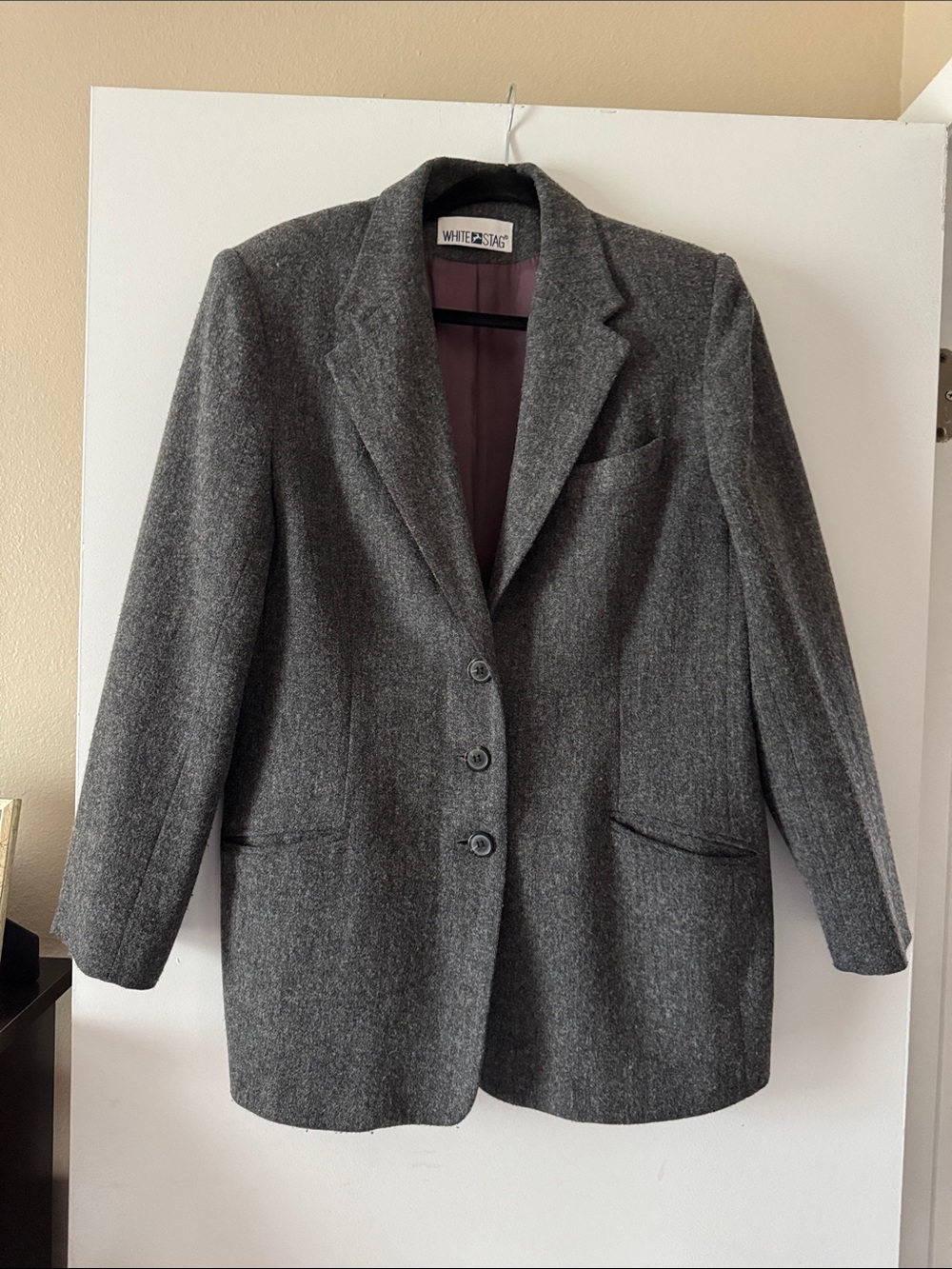 Wool Blend Women's Gray Blazer